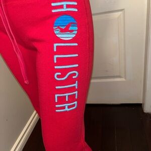 Hollister Vibrant Red Joggers with Blue Logo